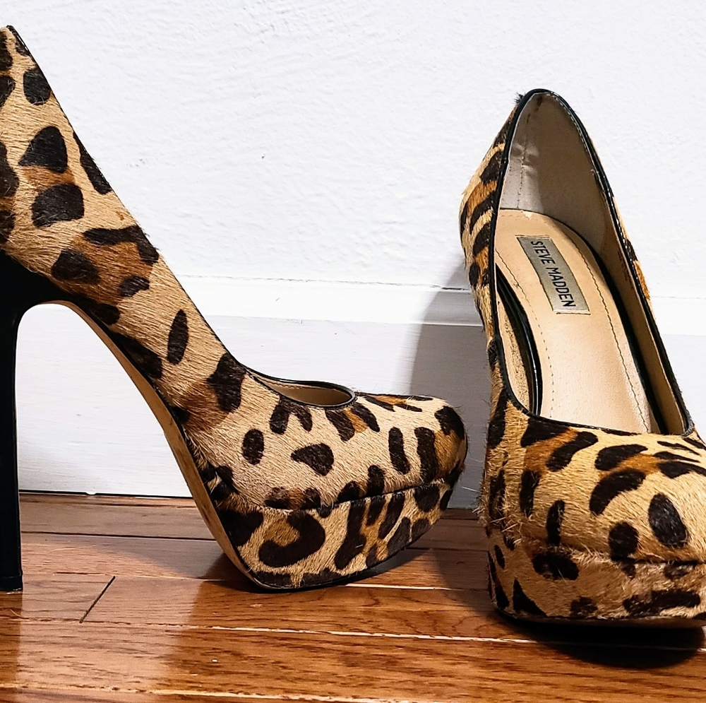 Steve Madden Leopard Pony Hair Platform Stiletto